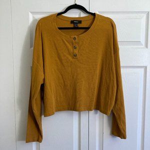 Forever 21 Plus Gold Long Sleeve Crop Tee Ribbed Plus Size 3XL